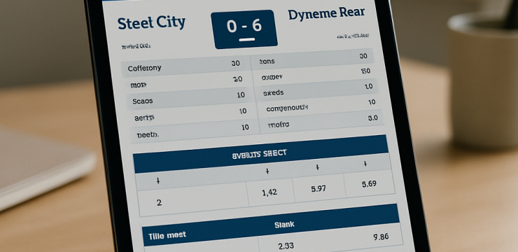 An iPad displays a fictional sports match, selected coupon outcomes, and team statistics together